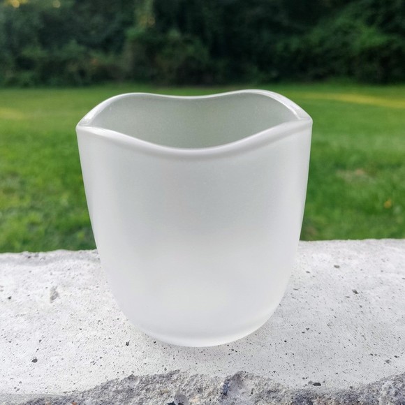 Frosty Candle Holder Glass Dish - Picture 1 of 4